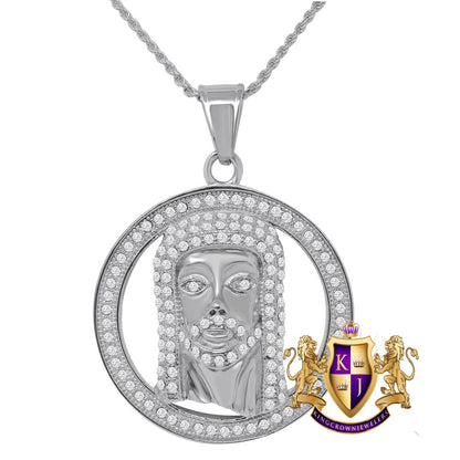 Solid Stainless Steel 18K Gold Finish Jesus Face Piece Pendent Religious Charm Medallion Chain Set