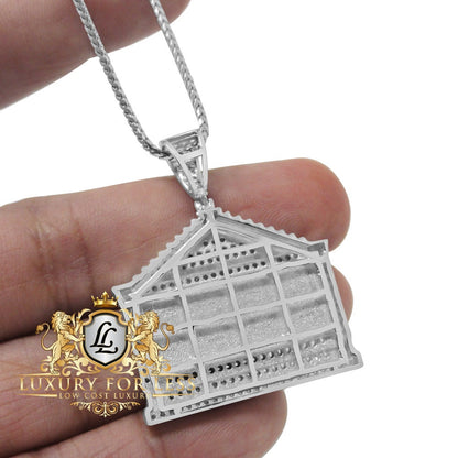 Real Genuine Sterling Silver Last Supper Jesus Pendent Simulated Diamond Religious Charm Chain Set