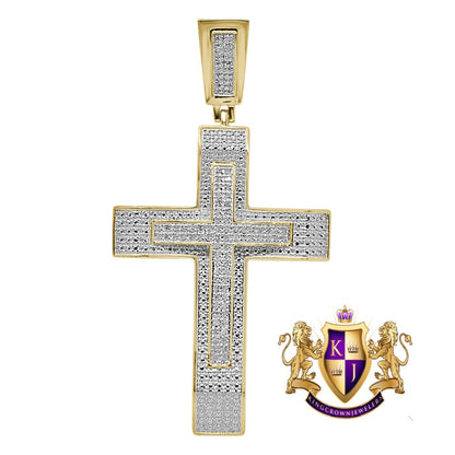 Big 2.75'' Men's Real Genuine Authentic Diamond 0.45 Cwt. Jesus Holy Cross Pendant 10K Gold Finish Religious Charm