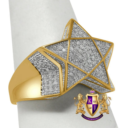 Men's Real Genuine Diamond 0.67 Cwt.10K Yellow Gold Finish Star Shape Ring Band