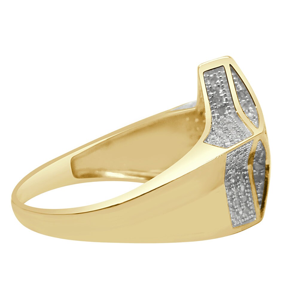 Men's Real Genuine Diamond 0.67 Cwt.10K Yellow Gold Finish Star Shape Ring Band
