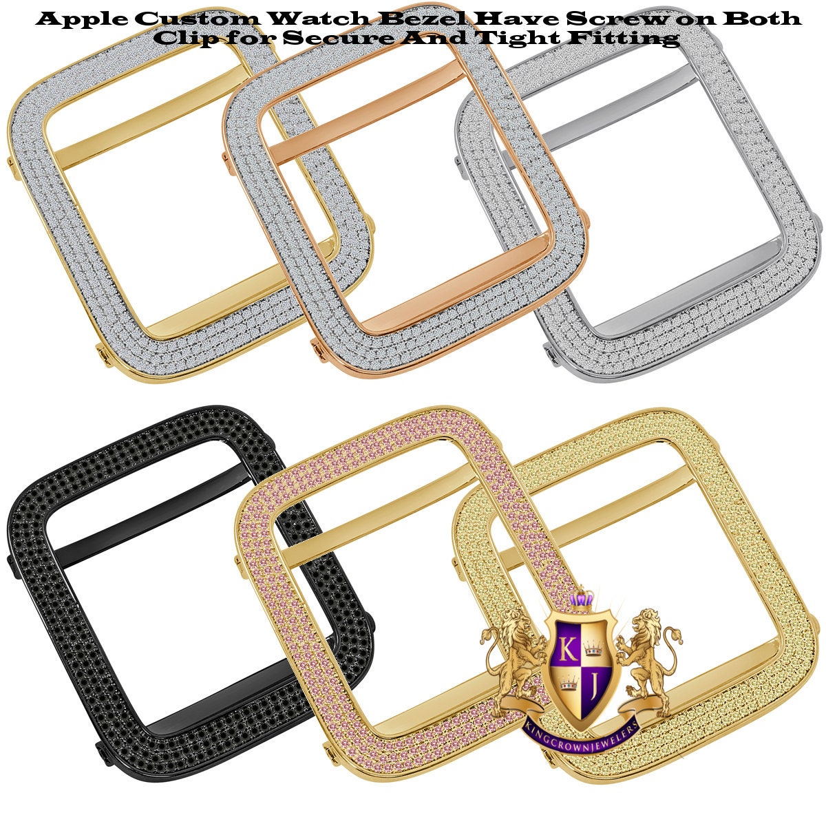 Micro Pave High Quality 3.00 Cwt. 44 mm 14K Gold Finish Apple Watch Custom Bezel Fit Series # 4,5 And 6  Insert Cover Case (Screw Tight)
