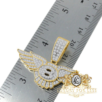 Real Sterling Silver 14K Gold Over Simulated Diamond Flying B Luxury Car Pendent Charm Chain Set