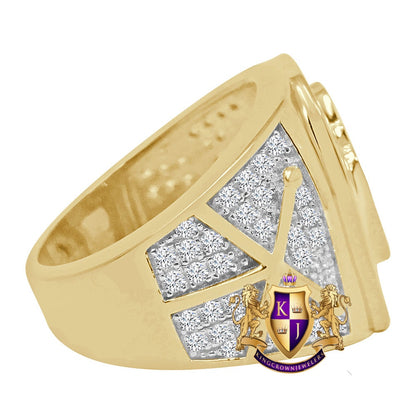 Men's Real Genuine Yellow Gold Sterling Silver Simulated Diamond Horseshoe Head Good Luck Ring Band