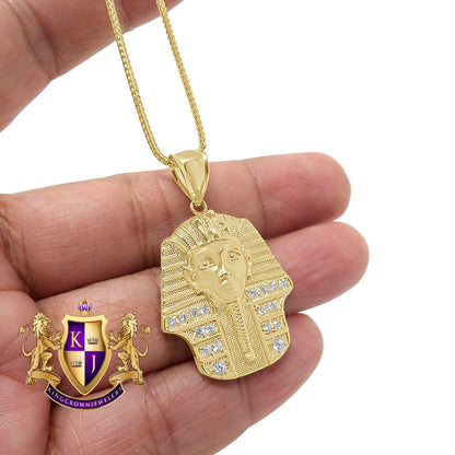 Men's 100% 10K Real Solid Yellow Gold Egyptian King Tut Pharaoh Pendent Charm