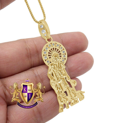Men's 100% 10K Real Solid Yellow Gold Saint Lazarus Religious Pendent Charm + Free Chain