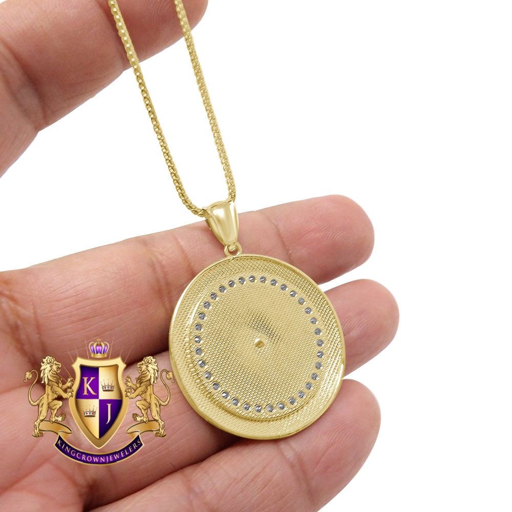Men's 100% 10K Real Solid Yellow Gold Mother Mary Pendant Religious Pendent Medallion Charm + Free Chain