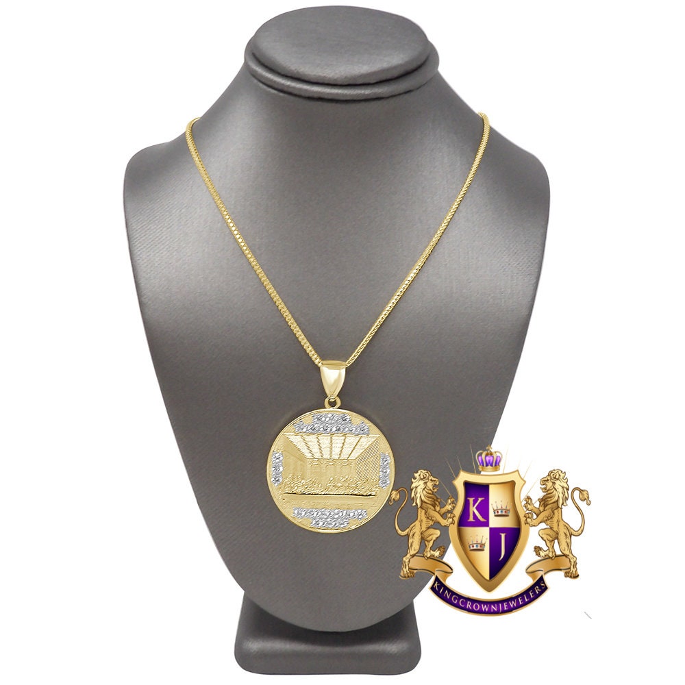 10K Real Authentic Solid Yellow Gold Last Supper Jesus Apostles Gospel  Pendant Religious Pendent Medallion Charm + Free Chain