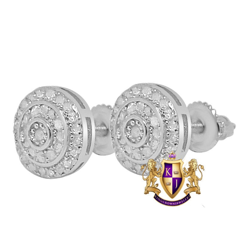 Real Genuine Diamonds 0.37 Cwt. Small 7mm Earrings Stud 10K Gold Finish Unisex