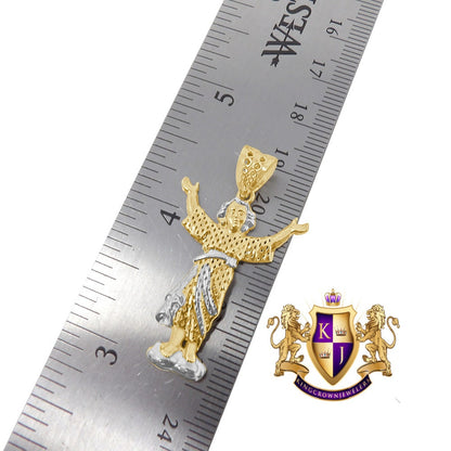10K Real 2 Tone Gold Holy Infant of Atocha Pendent Santo Nino De Atocha Charm + Free Chain