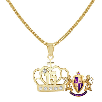 10K Real Yellow Gold Quinceañera 15 Años Mini Pendent 15th birthday Charm + Free Chain