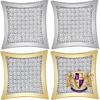 14K Gold Over Simulated Diamond Square 10 mm Screw Back 3D Stud Earrings Unisex