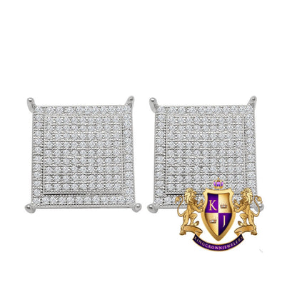 Unisex 14K White Gold Finish Simulated Diamond Square 17 mm Screw Back Stud Earrings