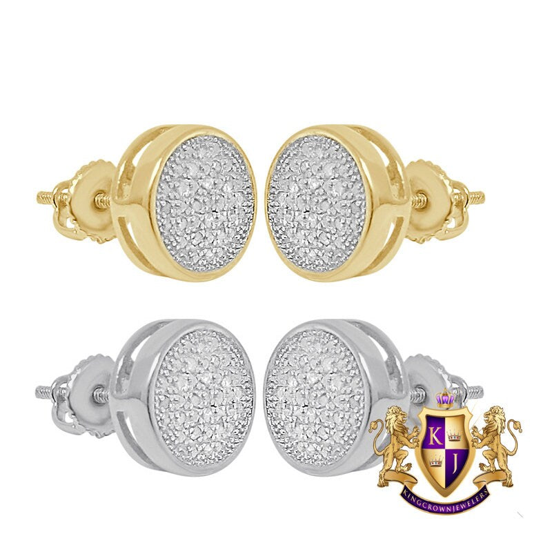 Real Genuine Diamond 0.20 Cwt. 10K Gold Finish Round Small 8 mm Screw Back Stud Earrings Unisex