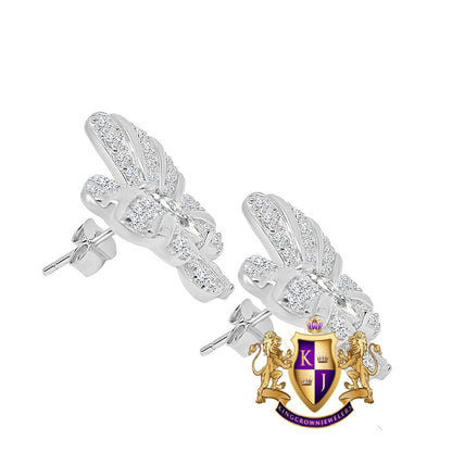 Genuine Real Sterling Silver 14K Gold Over Simulated Diamond Butterfly Shape 20 mm Screw Back 3D Stud Earrings Unisex