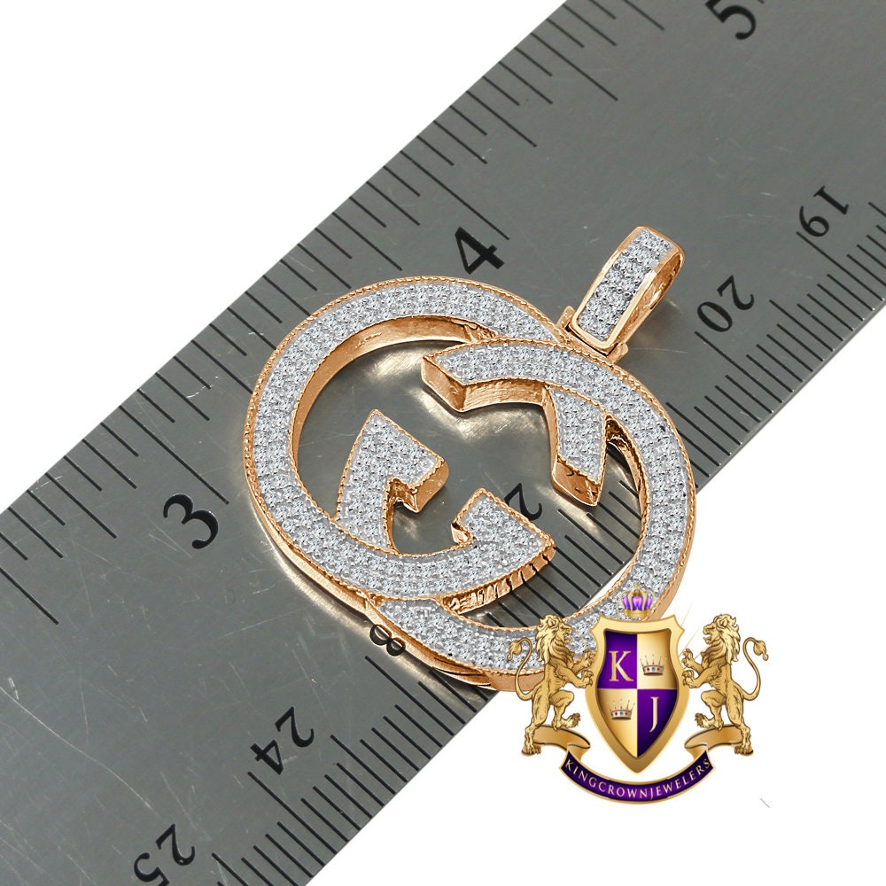 10K Rose Gold On Genuine Sterling Silver Custom Piece Interlock G Charm Pendent + Chain