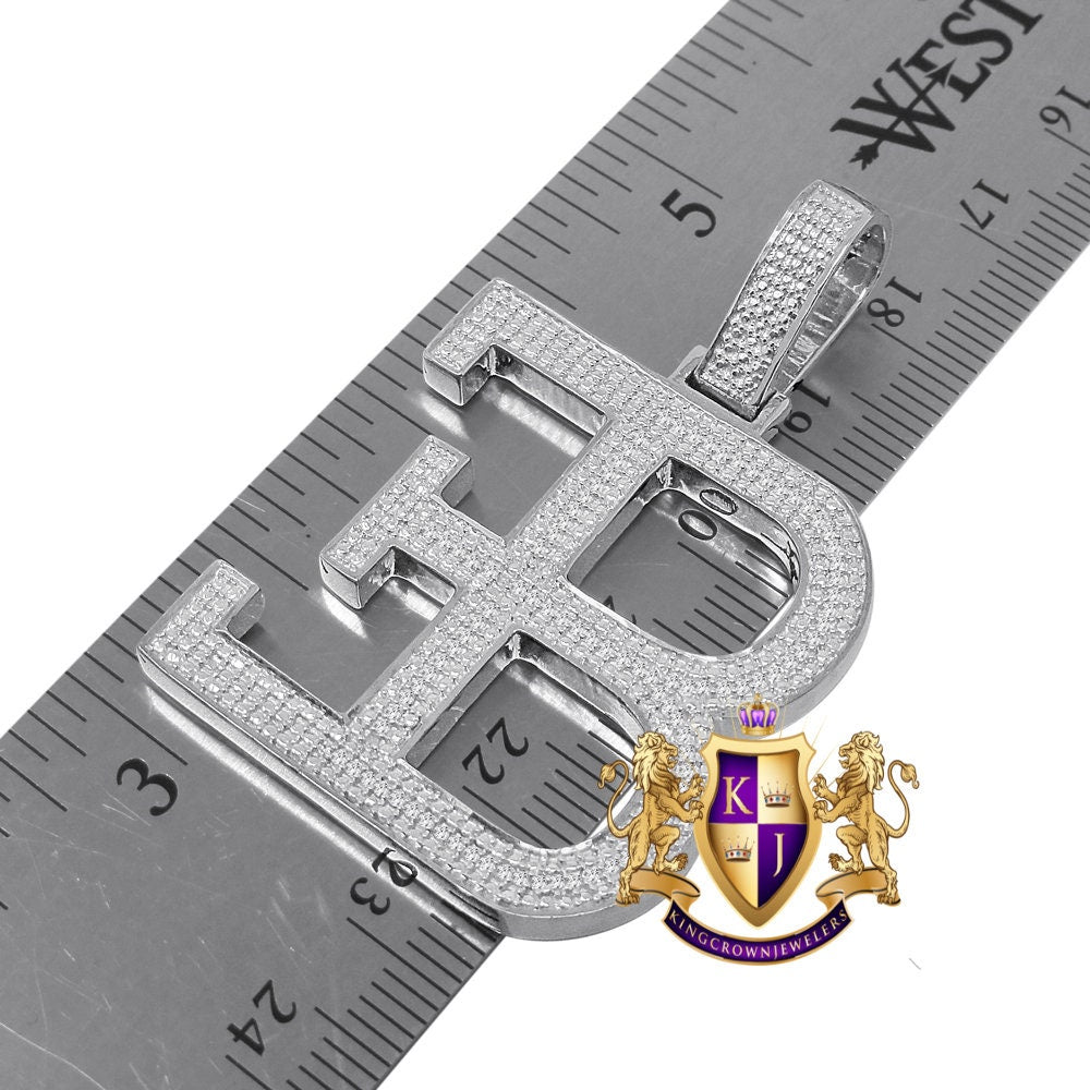 Custom Piece Real White Gold Sterling Silver Simulated Diamond Luxury Car Designer Pendent Charm 2''