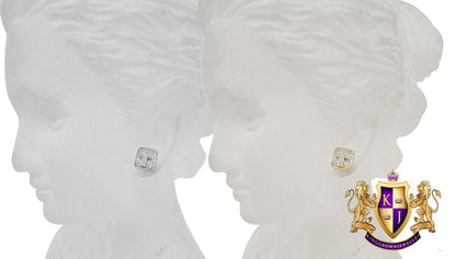 Real Genuine Diamond 0.25 Cwt. 10K Gold Finish Small Square Cross 7 mm Screw Back Stud Earrings
