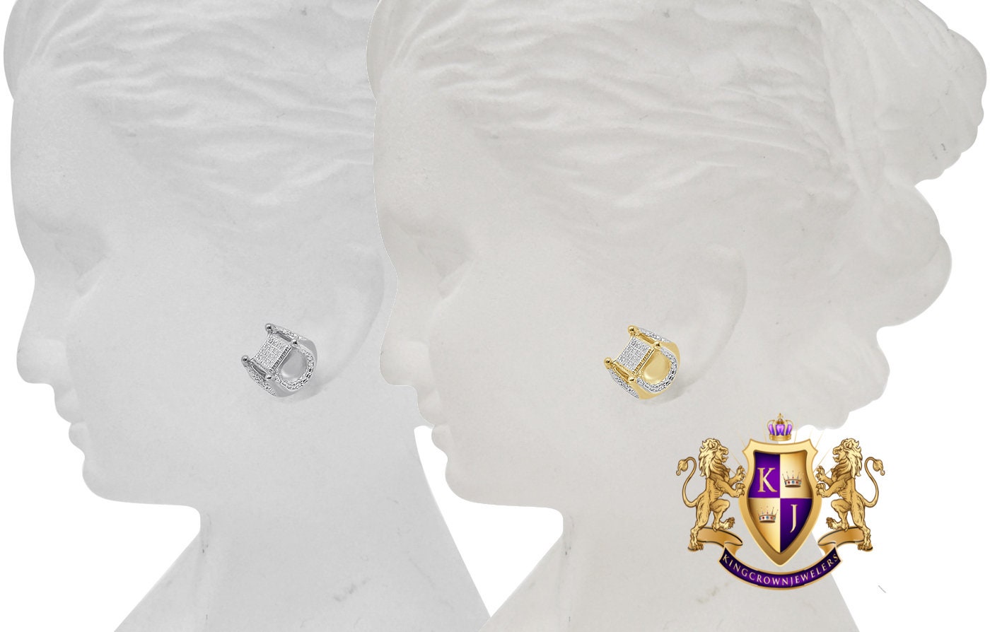 Men's Ladies Real Genuine Diamond 10K Gold Finish Mini 7 mm Square Shape Screw Back Stud Earrings
