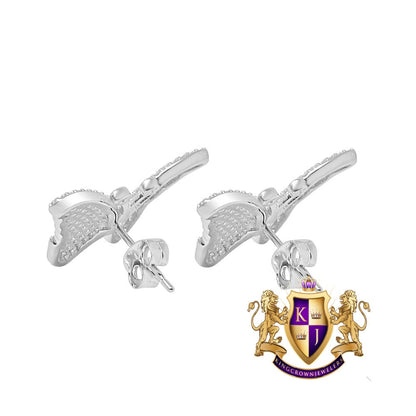 Real Sterling Silver 14K Gold Over Simulated Diamond Butterfly Shape 20 mm Screw Back Stud Earrings Unisex