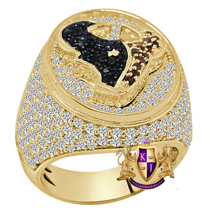 14K Real Gold On Genuine Sterling Silver Simulated Diamond Men's Texas Sports Ring Band Adjustable Size (10 Up To 11 )