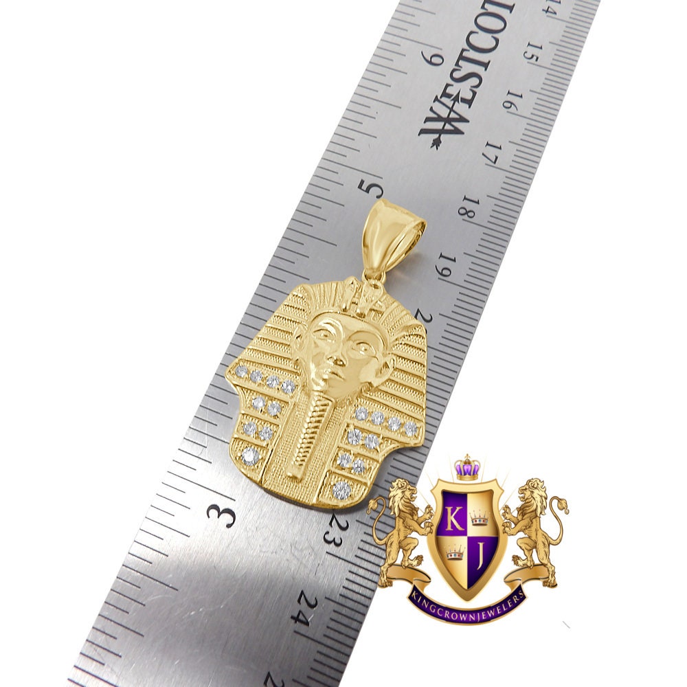 Men's 100% 10K Real Solid Yellow Gold Egyptian King Tut Pharaoh Pendent Charm