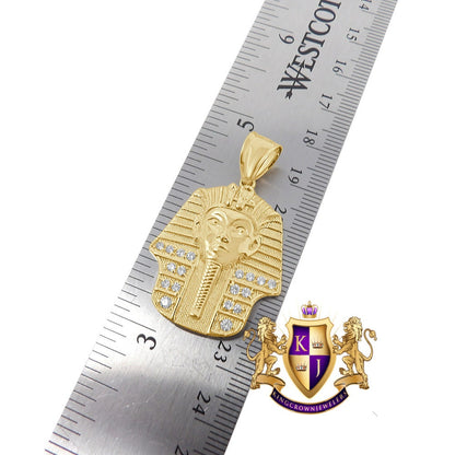 Men's 100% 10K Real Solid Yellow Gold Egyptian King Tut Pharaoh Pendent Charm