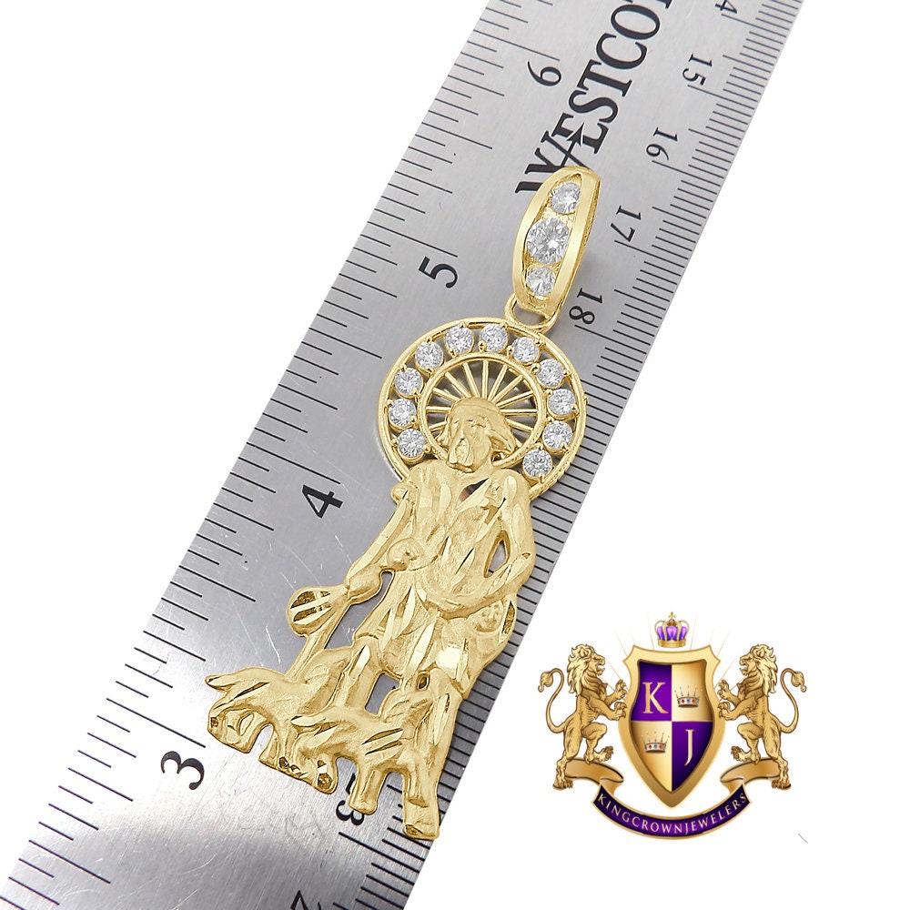 Men's 100% 10K Real Solid Yellow Gold Saint Lazarus Religious Pendent Charm + Free Chain
