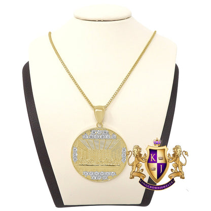 10K Real Authentic Solid Yellow Gold Last Supper Jesus Apostles Gospel  Pendant Religious Pendent Medallion Charm + Free Chain