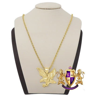 10K Real Authentic Solid Yellow Gold American Eagle Pendant Pendent Charm + Free Chain