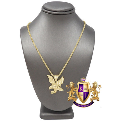 10K Real Authentic Solid Yellow Gold American Eagle Pendant Pendent Charm + Free Chain