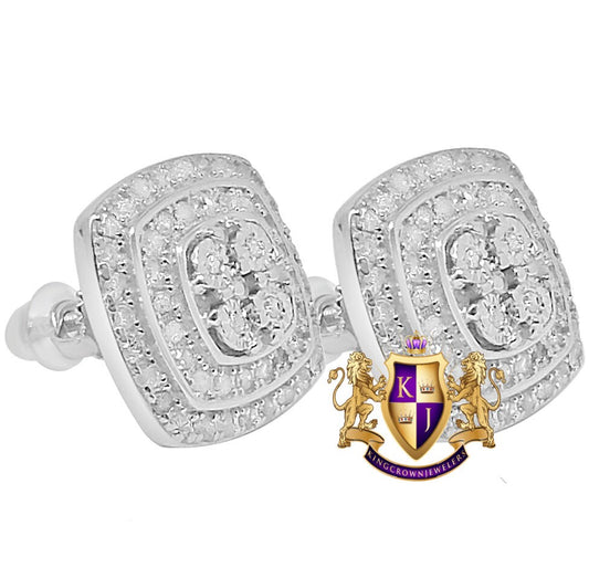 Real Genuine Diamonds 0.35 Cwt. Small 12mm Earrings Stud 10K Gold Finish Unisex