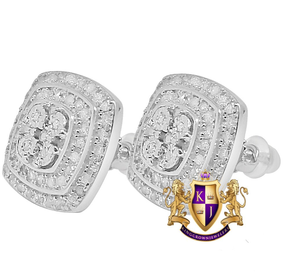 Real Genuine Diamonds 0.35 Cwt. Small 12mm Earrings Stud 10K Gold Finish Unisex