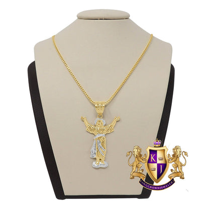 10K Real 2 Tone Gold Holy Infant of Atocha Pendent Santo Nino De Atocha Charm + Free Chain