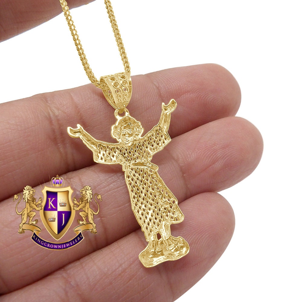 10K Real 2 Tone Gold Holy Infant of Atocha Pendent Santo Nino De Atocha Charm + Free Chain