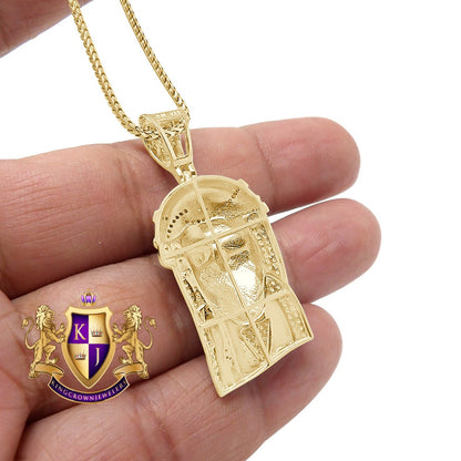 Real Genuine Diamond 0.25 Cwt. Jesus Face Piece Pendent Charm Chain Set 10K Gold Over Unisex