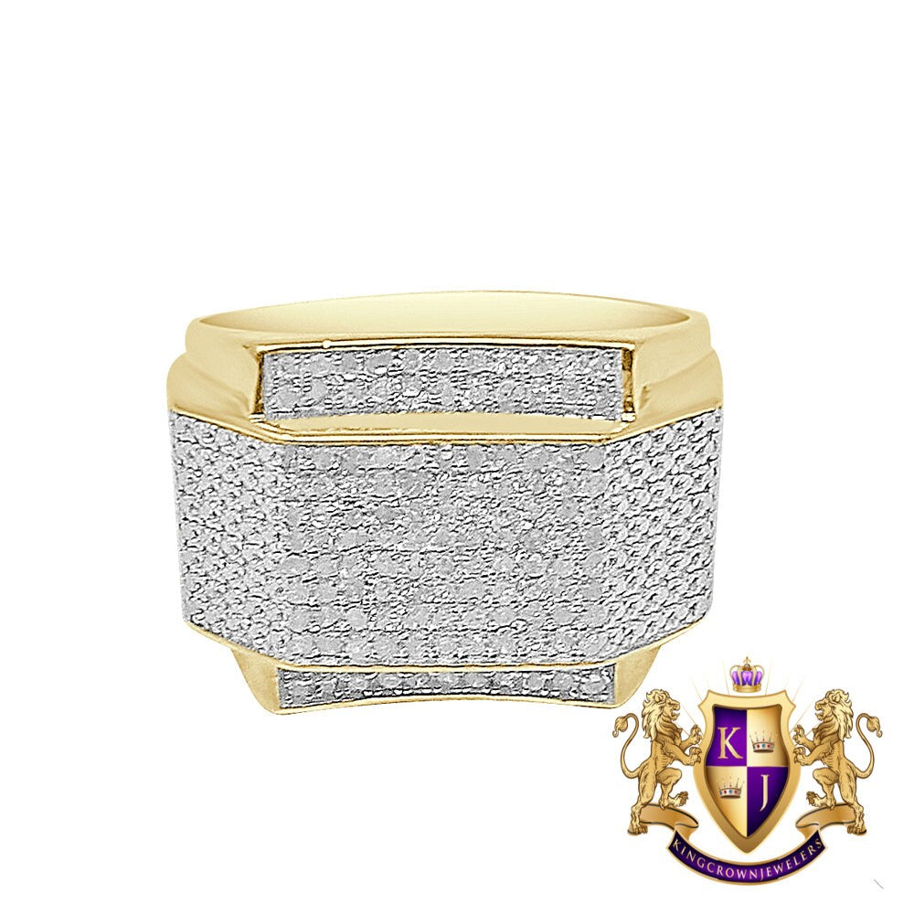 Men's Real Genuine Diamond 0.50 Cwt. 10K Yellow Gold Over Wedding Engagement Pinky Ring Band