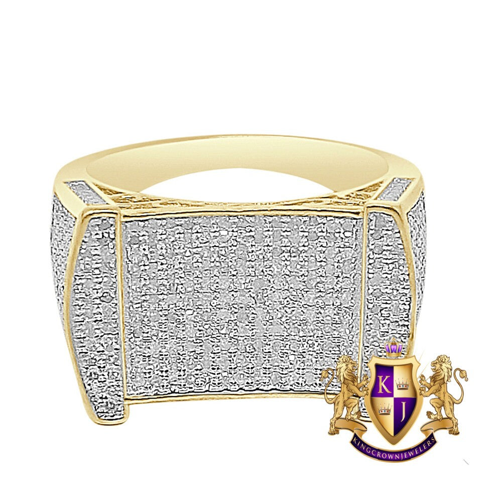 Real Genuine Diamond 0.65 Cwt. 10K Yellow Gold Over Wedding Engagement Men's Pinky Ring Band