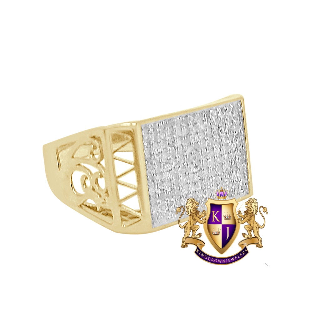 Genuine Real Diamond 0.40 Cwt. 10K Yellow Gold Over Wedding Engagement Men's Pinky Ring Band