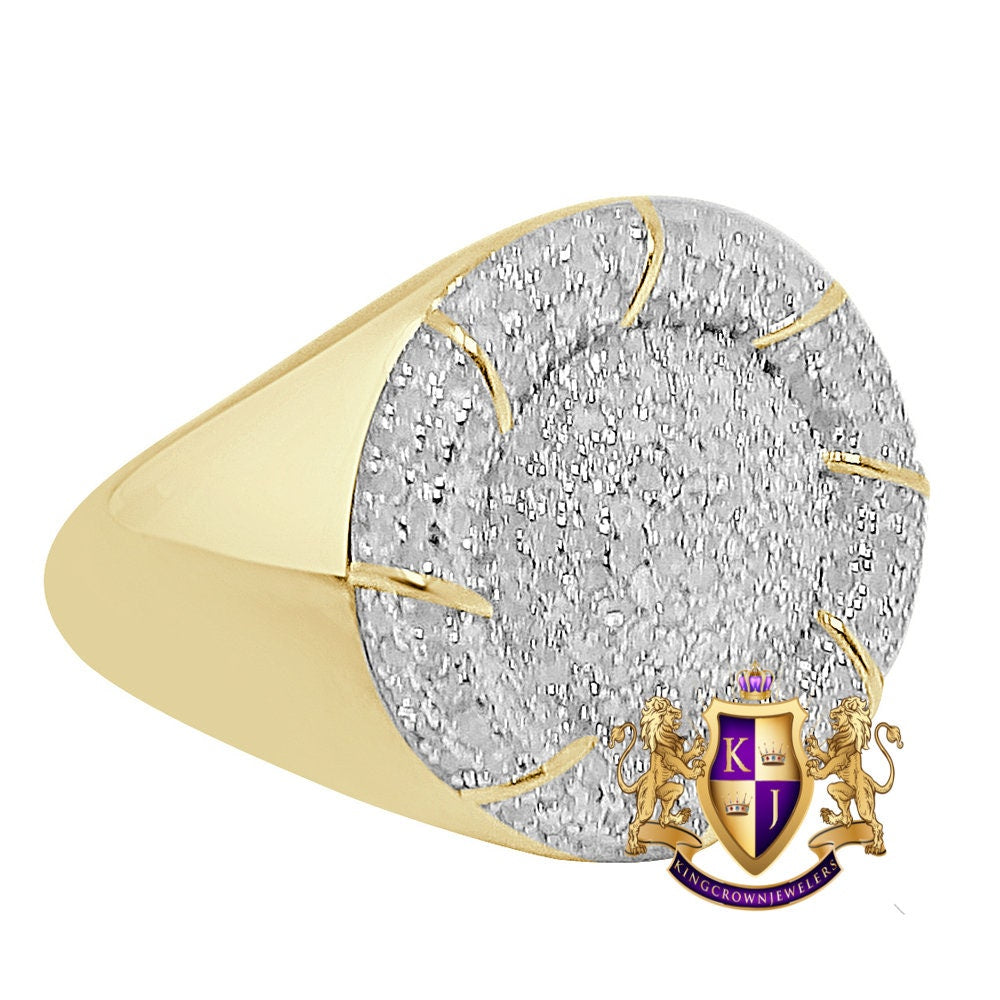 Authentic Real Genuine Diamond 0.70 Cwt. 10K Yellow Gold Over Wedding Engagement Men's Pinky Ring Band