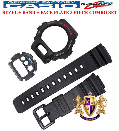 Genuine Casio Watch Band+ Bezel + Face Plate Set G-Shock DW-6900 DW-6600 Black Strap & Shell