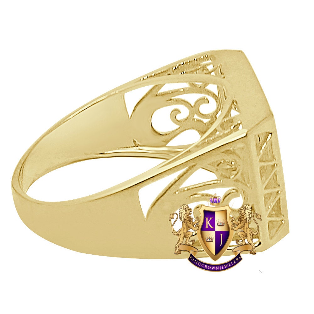 Men's Authentic Genuine Real Diamond 0.48 Cwt. 10K Yellow Gold Over Wedding Engagement Pinky Ring Band