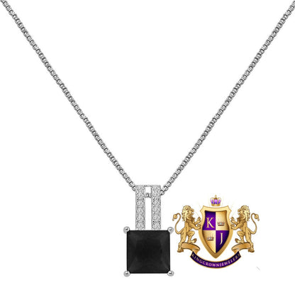 Real Sterling Silver Solitaire Black Onyx 10K White Gold Over Pendent Charm Chain Neckless Earrings Ring 3 Piece Combo Set