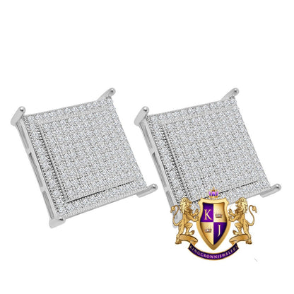 Unisex 14K White Gold Finish Simulated Diamond Square 17 mm Screw Back Stud Earrings