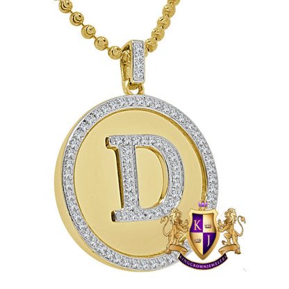 Mens 100% Real 10k Yellow Gold Genuine Diamond Initial Letter Pendent Charm + Free Chain Necklace