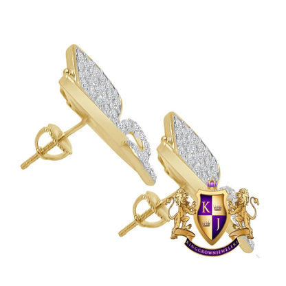 Real Silver 14K Gold Over Simulated Diamond Butterfly 16 mm Screw Back 3D Stud Earrings Unisex