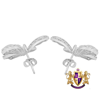 Genuine Real Sterling Silver 14K Gold Over Simulated Diamond Butterfly Shape 20 mm Screw Back 3D Stud Earrings Unisex