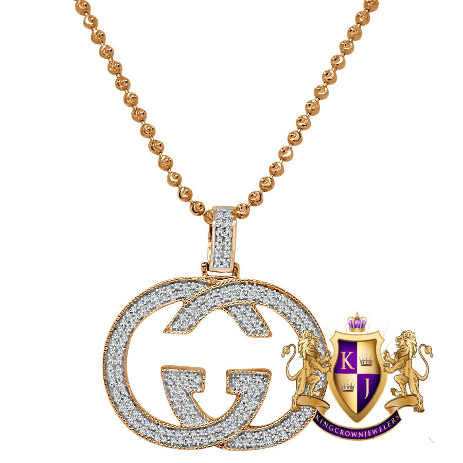 10K Rose Gold On Genuine Sterling Silver Custom Piece Interlock G Charm Pendent + Chain