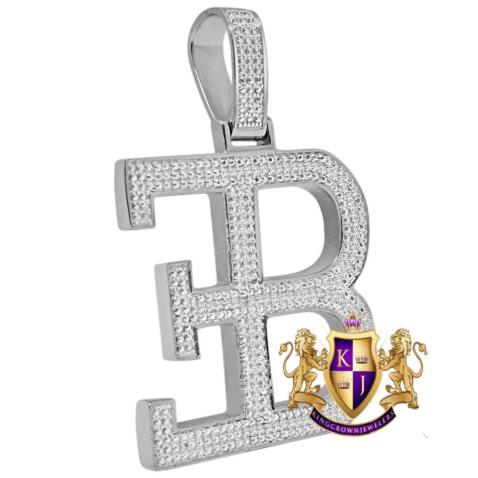 Custom Piece Real White Gold Sterling Silver Simulated Diamond Luxury Car Designer Pendent Charm 2''