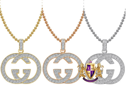 Real Genuine Diamond 10K Gold Over Custom Piece Interlock G Charm Pendent + Chain Unisex